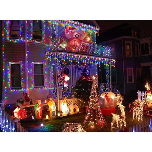 Multi-Color Outdoor LED Icicle Lights, 14.5Ft with 160 LEDs- For Christmas Decor - Picture 7 of 8